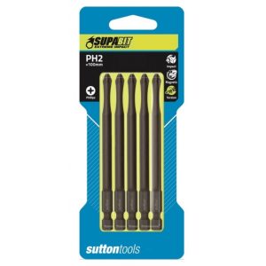 SCREWDRIVER BIT S151 PHILLIPS PH2 100MM POWER 5PK SUPABIT