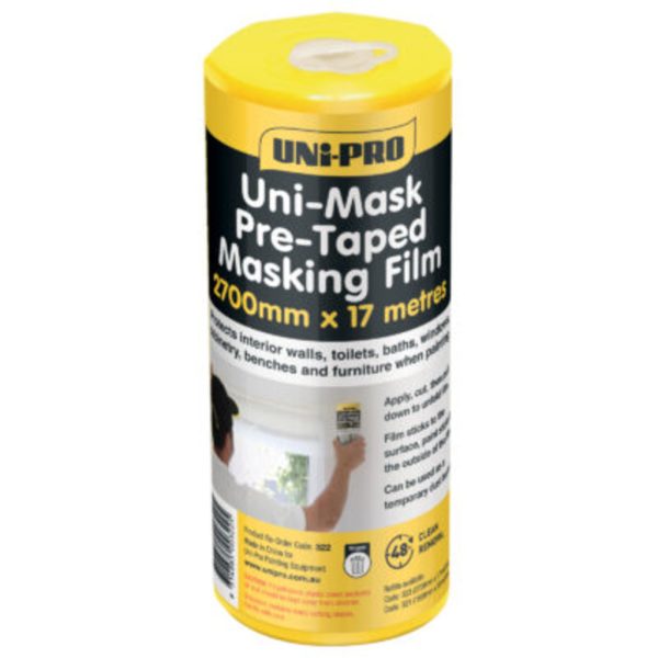 Uni-Mask Masking Tape & Pull-Down Plastic Drop Sheet 2700mmX17M