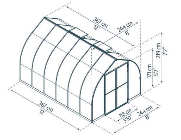 Bella Greenhouse - Silver Aluminium Frame & Twinwall Polycarbonate Panels - Image 7