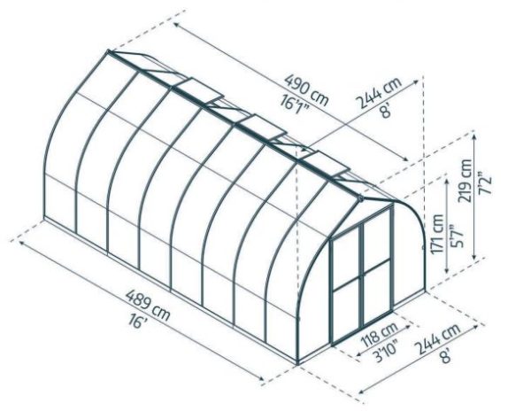 Bella Greenhouse - Silver Aluminium Frame & Twinwall Polycarbonate Panels - Image 8