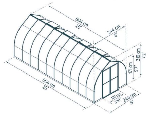 Bella Greenhouse - Silver Aluminium Frame & Twinwall Polycarbonate Panels - Image 9