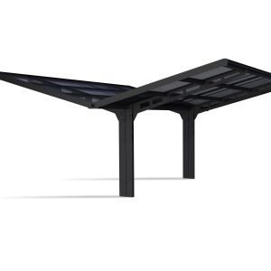 Sydney 5.7m x 5.8m Apex Double Carport - Black Aluminium With Corrugated Solar Grey Polycarbonate Roof Panels