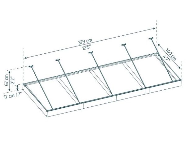 Sophia XL Door Awning - Grey Aluminium Frame & Clear Polycarbonate - Image 10