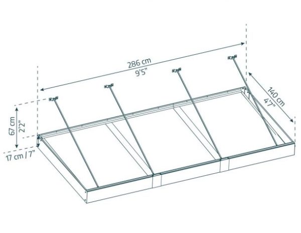 Sophia XL Door Awning - Grey Aluminium Frame & Clear Polycarbonate - Image 9