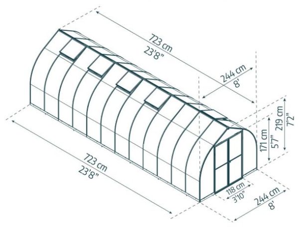 Bella Greenhouse - Silver Aluminium Frame & Twinwall Polycarbonate Panels - Image 10