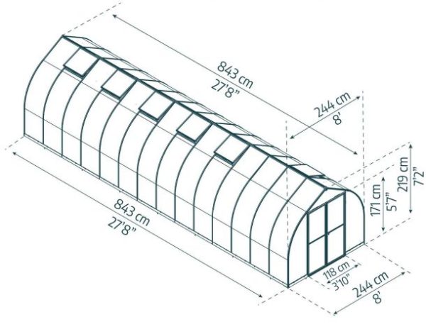 Bella Greenhouse - Silver Aluminium Frame & Twinwall Polycarbonate Panels - Image 11