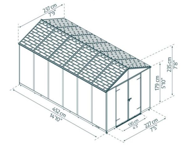 Rubicon Garden Shed - Dark Grey Polycarbonate Panels - Image 7