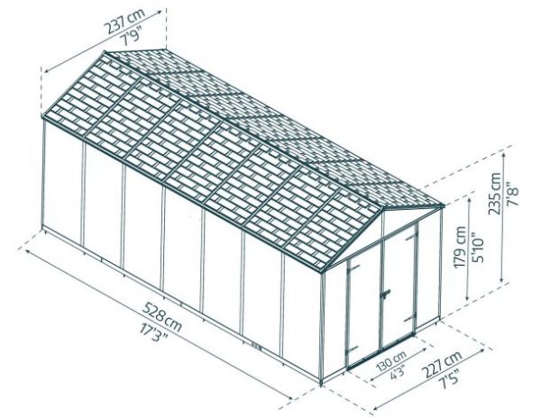Rubicon Garden Shed - Dark Grey Polycarbonate Panels - Image 6