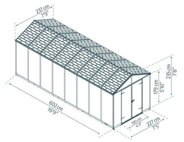 Rubicon Garden Shed - Dark Grey Polycarbonate Panels - Image 10