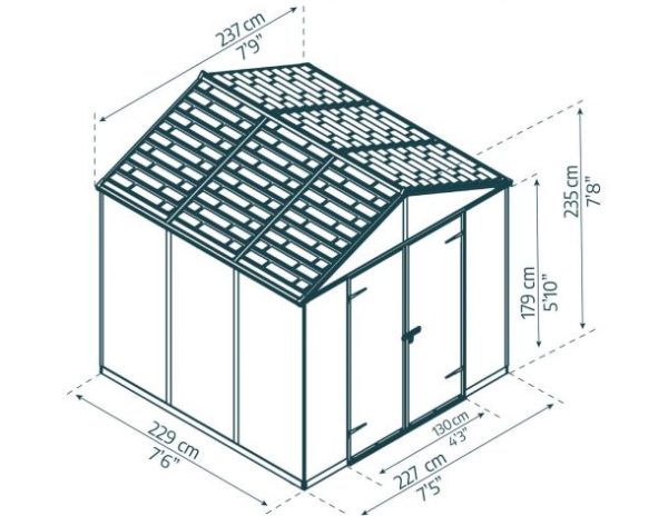 Rubicon Garden Shed - Dark Grey Polycarbonate Panels - Image 2