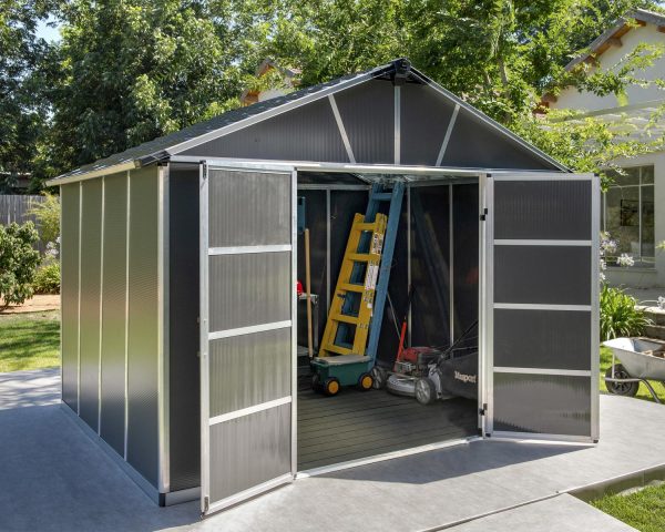Yukon Garden Shed, Without Floor - Dark Grey Polycarbonate Panels - Image 9