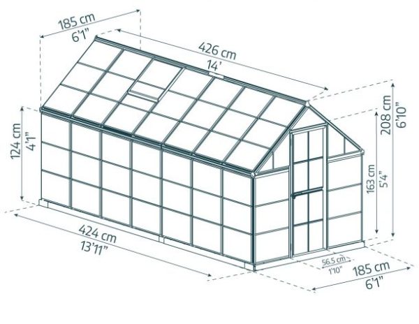 Harmony Greenhouse - Silver Aluminium Frame & Clear Polycarbonate Panels - Image 7