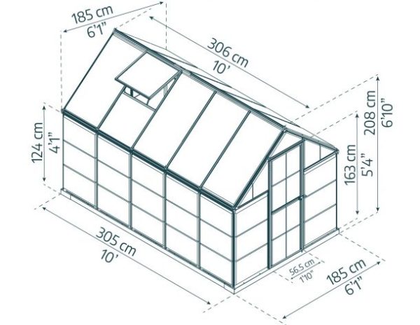Hybrid Greenhouse - Grey Aluminium Frame & Hybrid Polycarbonate Panels - Image 8