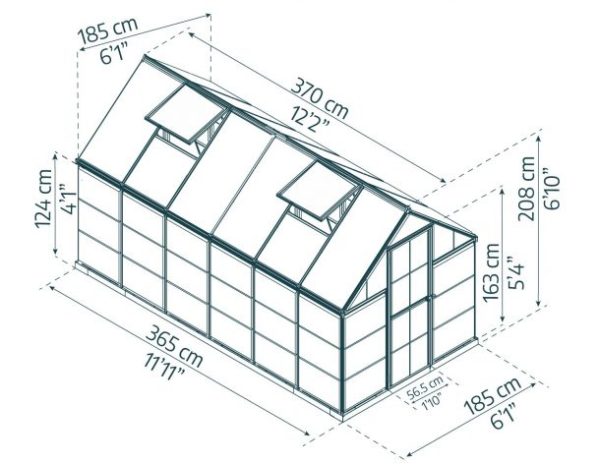 Hybrid Greenhouse - Grey Aluminium Frame & Hybrid Polycarbonate Panels - Image 11