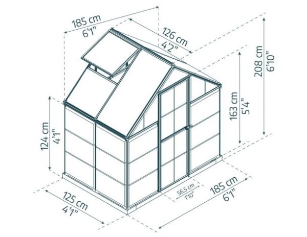 Hybrid Greenhouse - Grey Aluminium Frame & Hybrid Polycarbonate Panels - Image 7