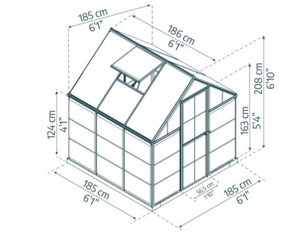 Hybrid Greenhouse - Grey Aluminium Frame & Hybrid Polycarbonate Panels - Image 2