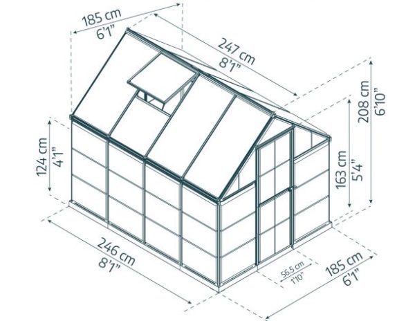 Hybrid Greenhouse - Grey Aluminium Frame & Hybrid Polycarbonate Panels - Image 9