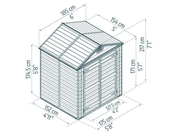 Skylight Garden Shed - Midnight Grey Polycarbonate Panels - Image 12