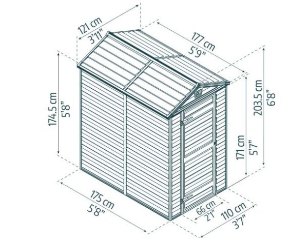 Skylight 1.20m x 1.76m Garden Shed - Grey Polycarbonate Panels - Image 4