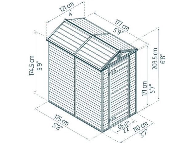 Skylight Garden Shed - Midnight Grey Polycarbonate Panels - Image 10