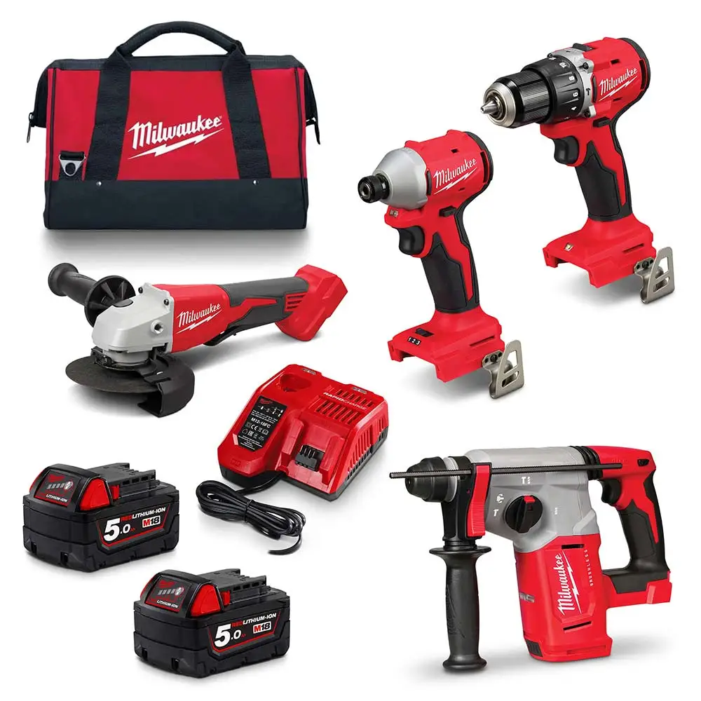 MILWAUKEE 18V Brushless 4 Piece 2x5.0Ah Power Pack Combo Kit M18BLPP4C2502B - Image 3