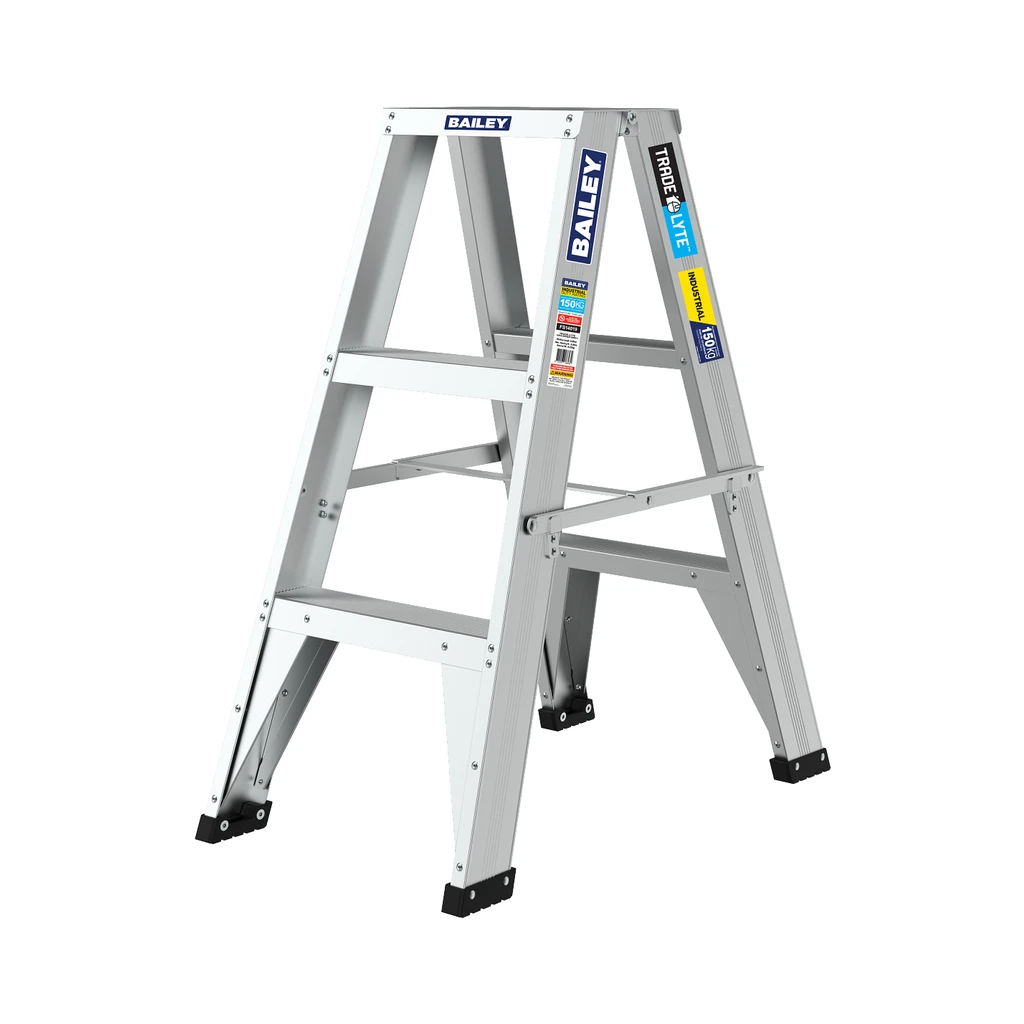 Bailey Trade Lyte 150kg Aluminium Double Sided Step Ladder 0.9m (3 Step)