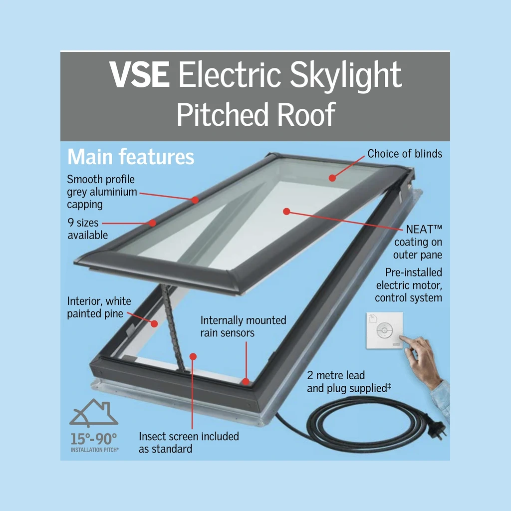 VELUX VSE electric skylight main features