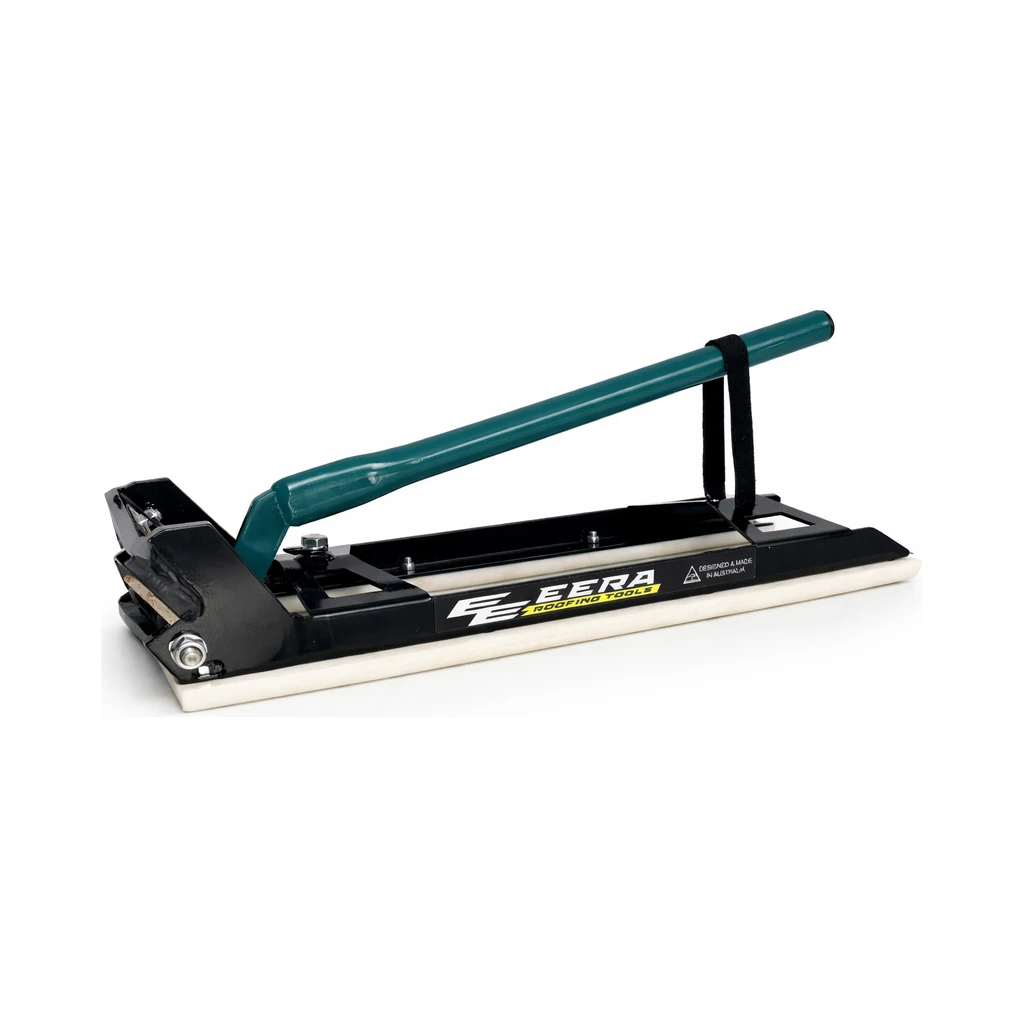 EERA corrugated flashing notcher with green handle, three quarter view