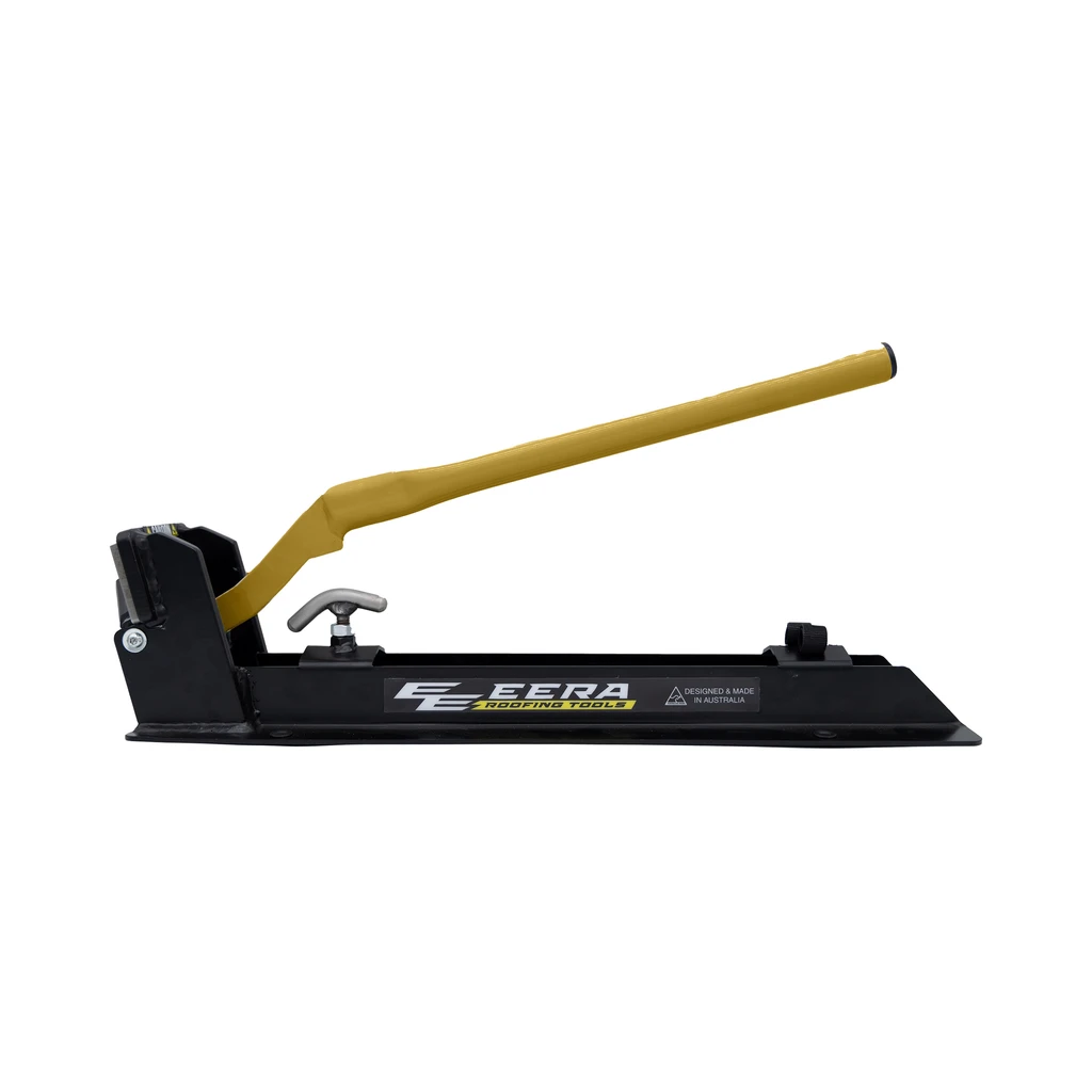 EERA Panelco flashing notcher with yellow handle, side view